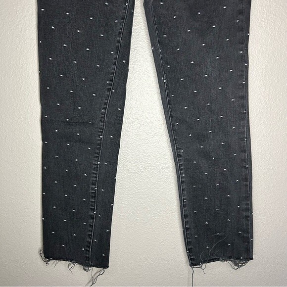 Madewell 9” high rise cropped skinny jeans embroidered metallic dots size 26 - Picture 4 of 10
